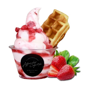 ワッフルソフト いちごソース